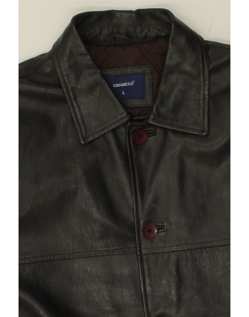 DEBENHAMS Mens Leather Coat UK 40 Large Black Leather Vintage Debenhams and Second-Hand Debenhams from Messina Hembry 