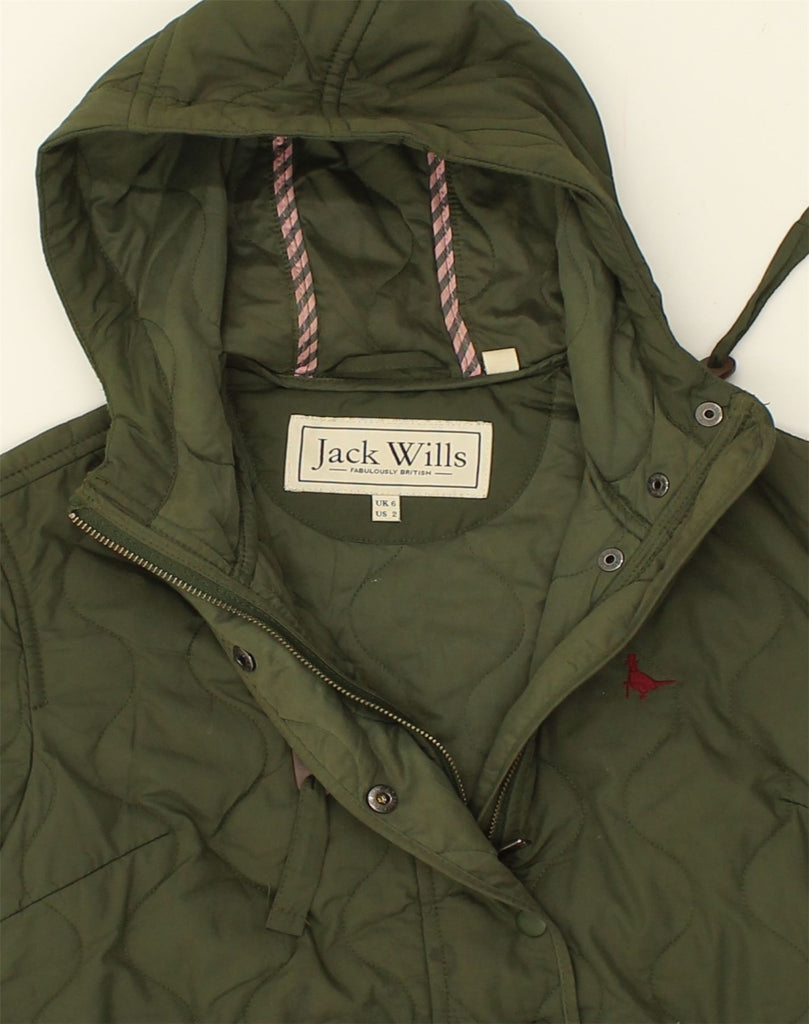 JACK WILLS Womens Hooded Padded Coat UK 6 XS Green Polyester | Vintage Jack Wills | Thrift | Second-Hand Jack Wills | Used Clothing | Messina Hembry 