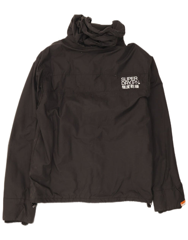 Superdry Mens Hooded Windbreaker Jacket UK 44 2XL Black Nylon