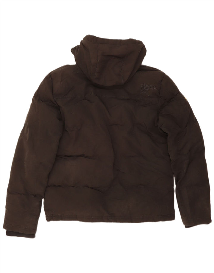 SUPERDRY Mens Hooded Padded Jacket UK 36 Small Black Polyester