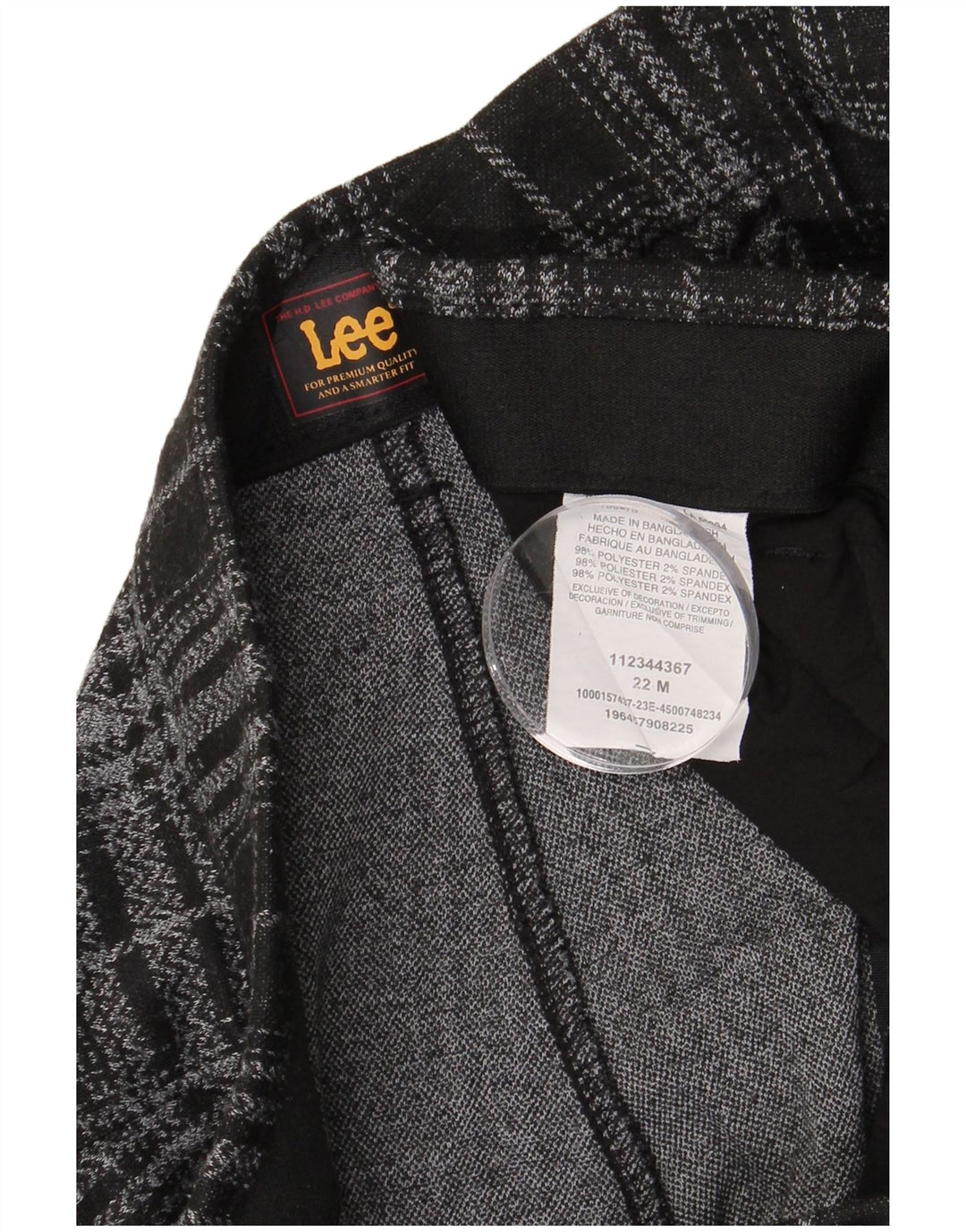 LEE Womens Straight Chino Trousers US 22 3XL W42 L30 Black Check Polyester