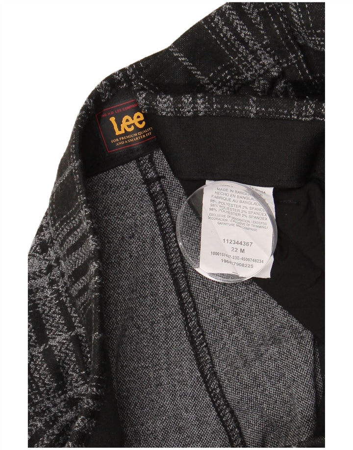 LEE Womens Straight Chino Trousers US 22 3XL W42 L30 Black Check Polyester