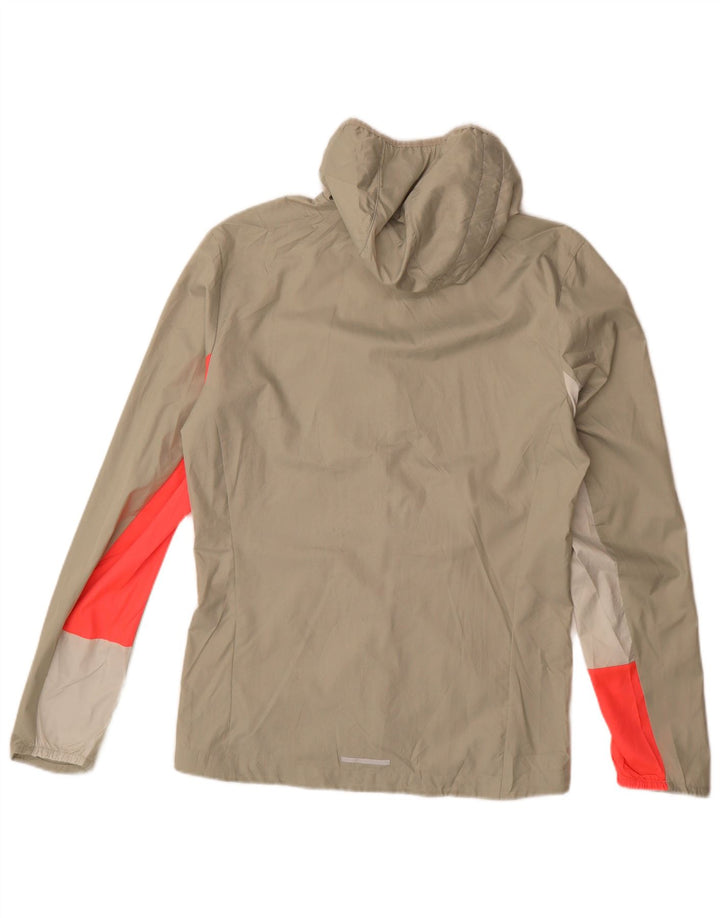 ADIDAS Mens Hooded Rain Jacket UK 36 Small Beige Colourblock Polyester