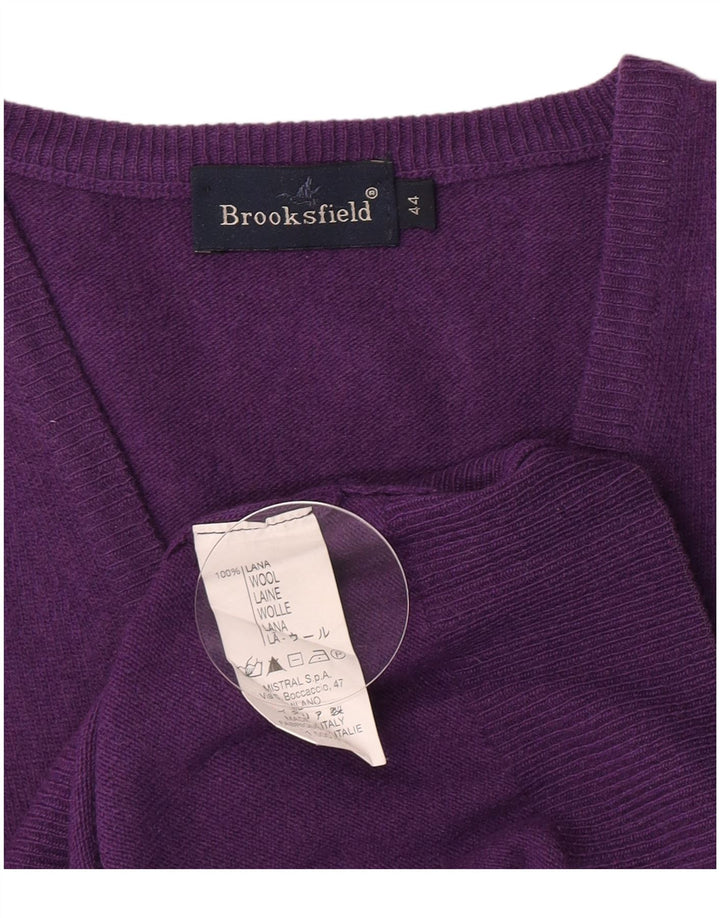 Brooksfield Womens V-Neck Jumper Sweater IT 44 Medium Purple Wool