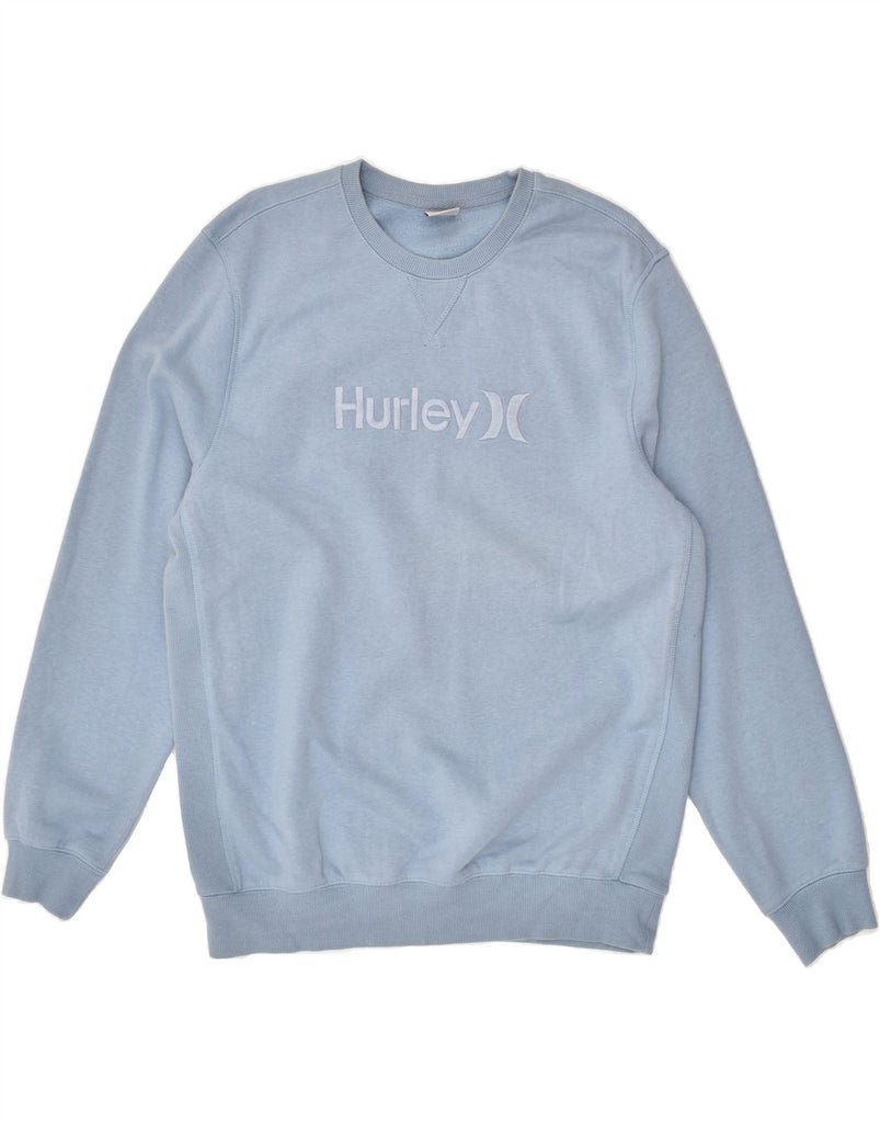 HURLEY Mens Graphic Sweatshirt Jumper Large Blue Cotton | Vintage Hurley | Thrift | Second-Hand Hurley | Used Clothing | Messina Hembry 