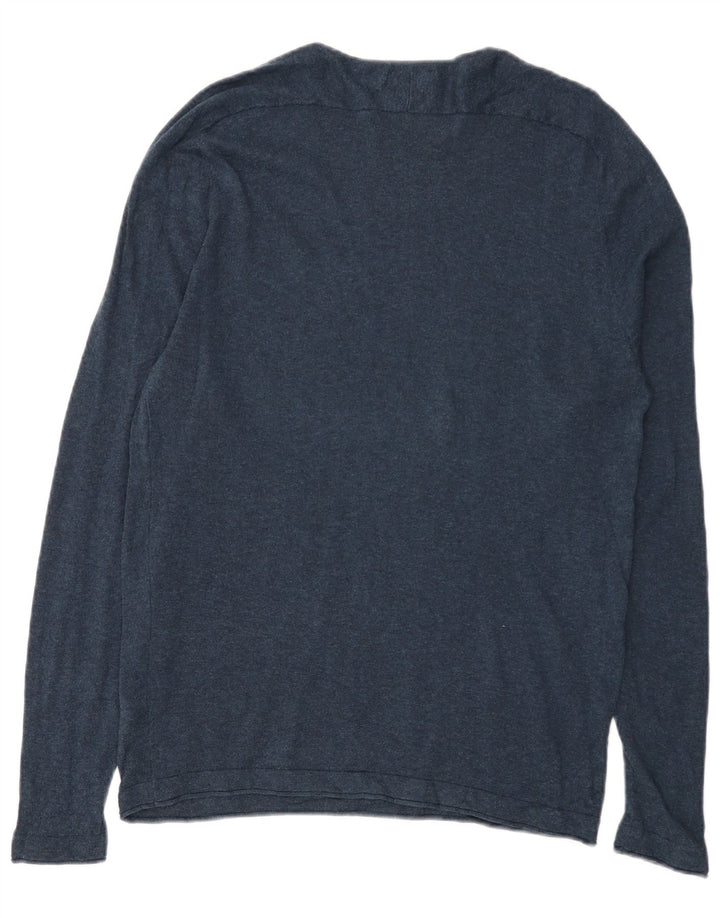 Zara Mens Boat Neck Jumper Sweater Large Navy Blue Cotton