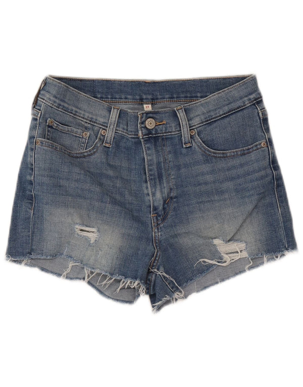 Levi's Womens Distressed Denim Shorts W27 Small Blue Cotton
