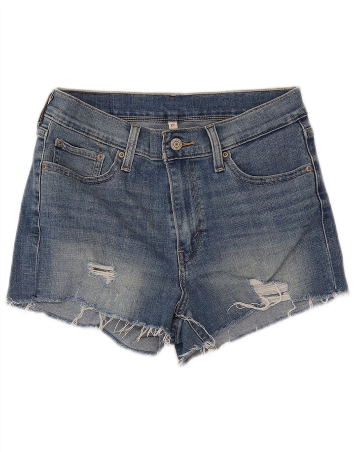 Levi's Womens Distressed Denim Shorts W27 Small Blue Cotton
