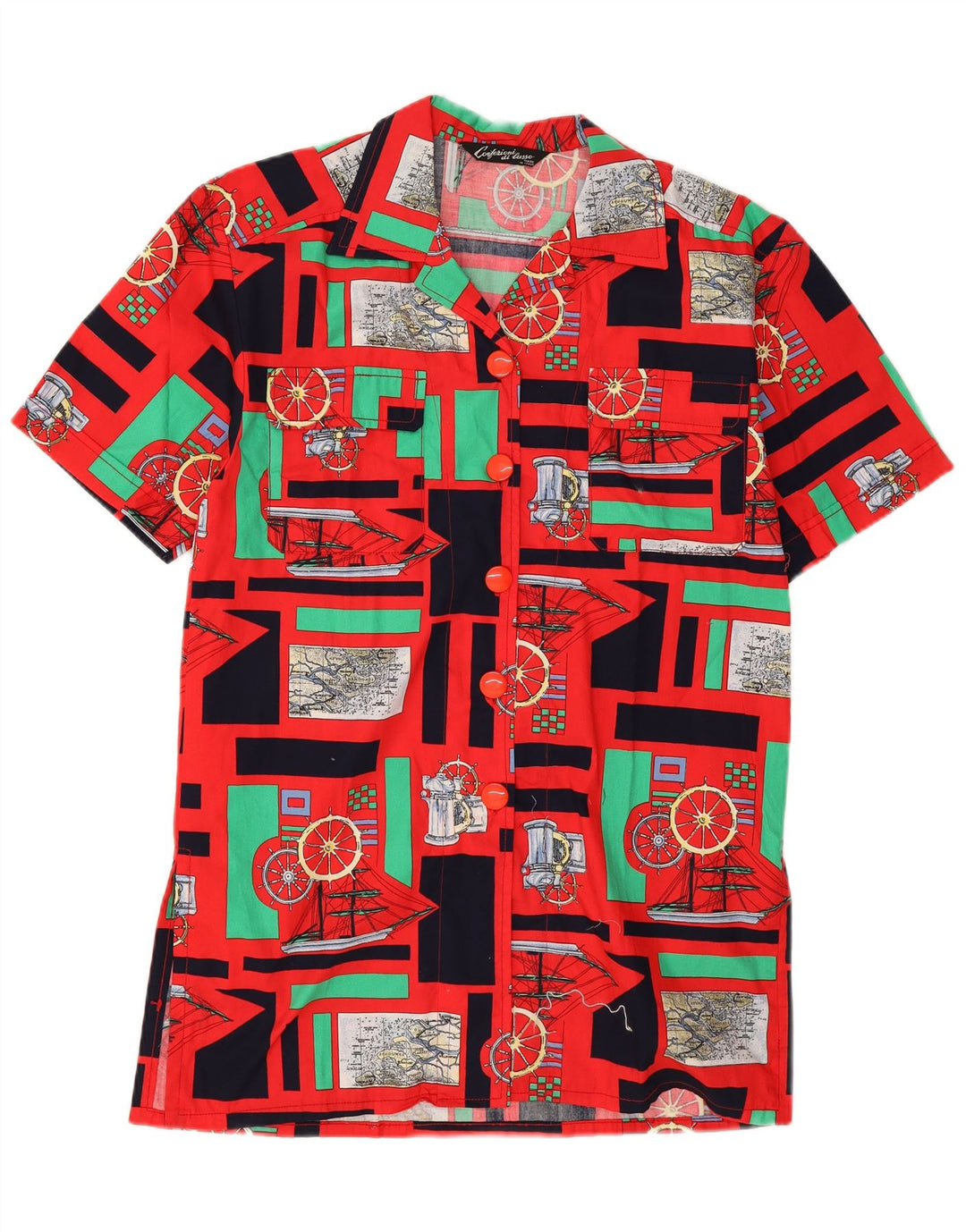 Confezioni Di Lusso Womens Graphic Shirt Dress UK 12 Medium Red Patchwork