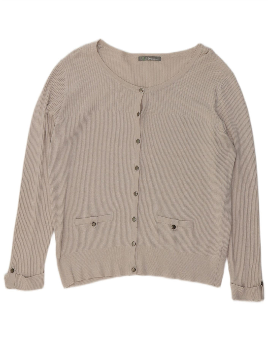 Marks & Spencer Womens Cardigan Sweater UK 20 2XL Beige Viscose