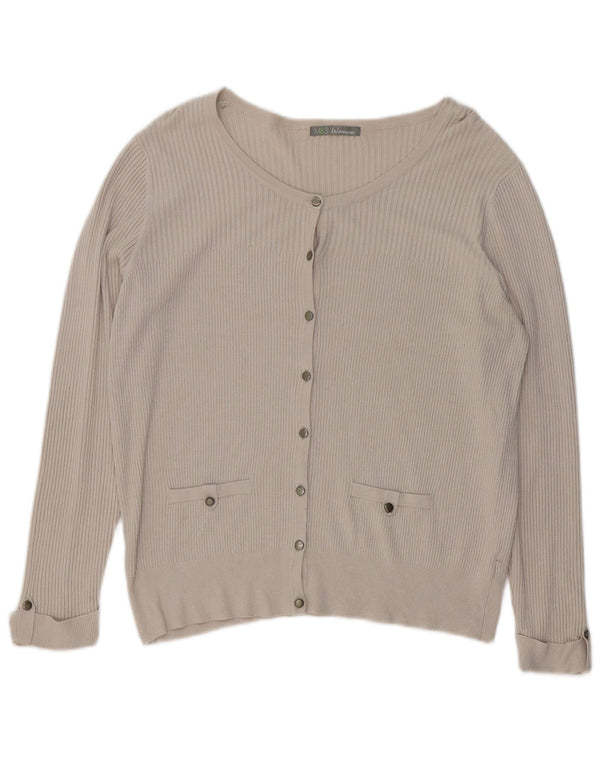 Marks & Spencer Womens Cardigan Sweater UK 20 2XL Beige Viscose