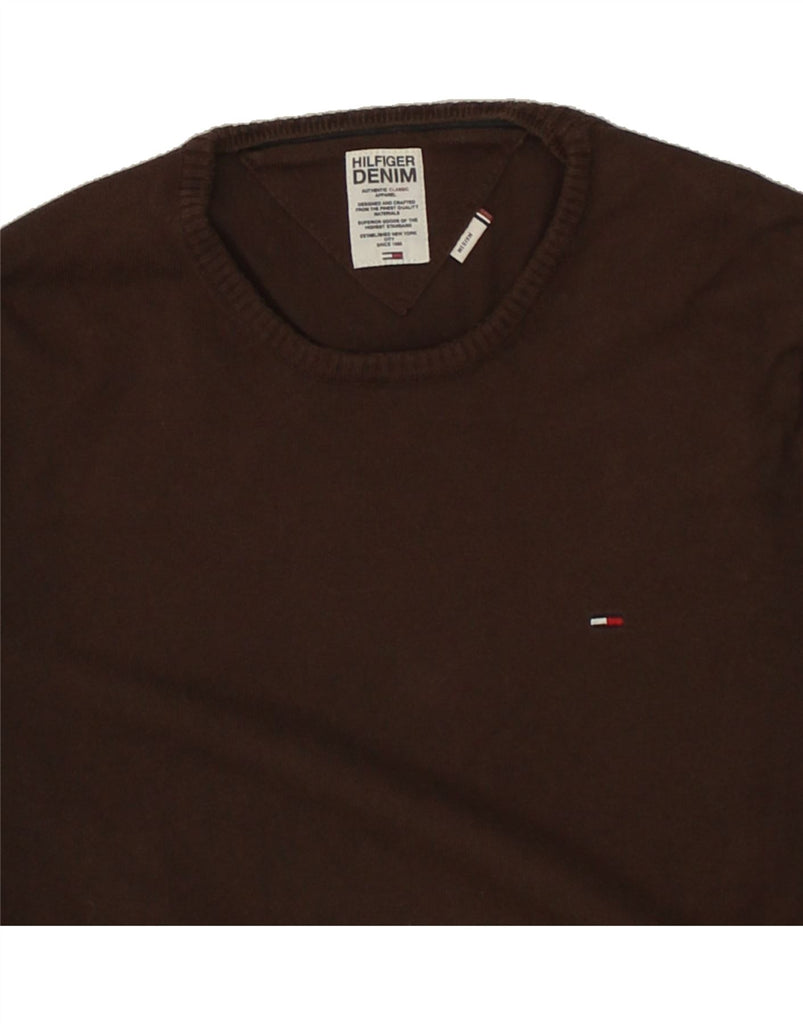 TOMMY HILFIGER Mens Crew Neck Jumper Sweater Medium Brown Cotton | Vintage Tommy Hilfiger | Thrift | Second-Hand Tommy Hilfiger | Used Clothing | Messina Hembry 