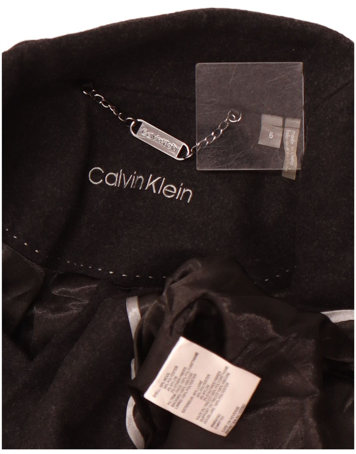 Calvin Klein Womens Overcoat US 6 Medium Black Wool