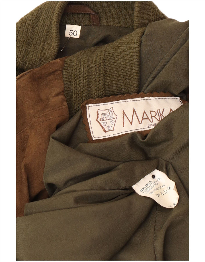 Vintage Mens Suede Bomber Jacket IT 50 Large Brown Leather