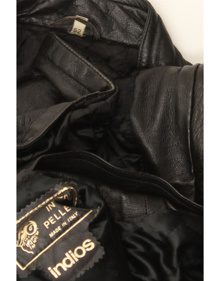 Indios Mens Leather Jacket IT 52 XL Black Leather