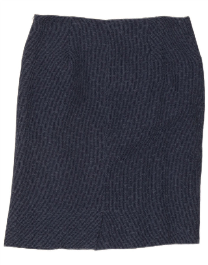 White Stuff Womens Straight Skirt UK 12 Medium W32 Navy Blue Geometric