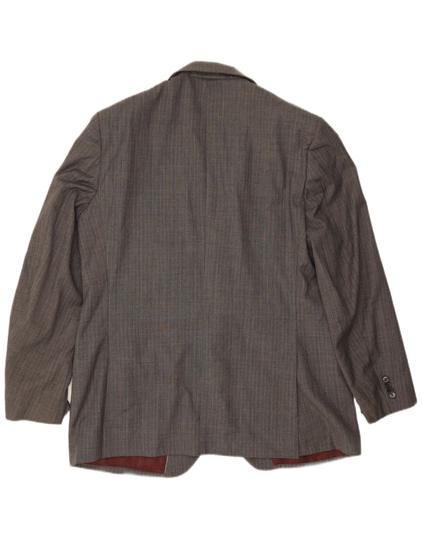 Marks & Spencer Mens 2 Button Blazer Jacket UK 44 XL Grey Herringbone Wool