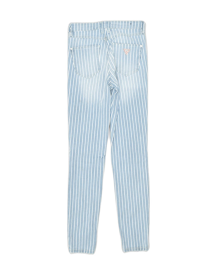 GUESS Womens High Waist Skinny Casual Trousers W25 L27 Blue Striped Cotton | Vintage Guess | Thrift | Second-Hand Guess | Used Clothing | Messina Hembry 
