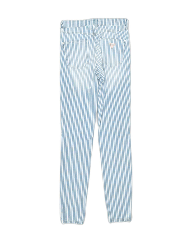 GUESS Womens High Waist Skinny Casual Trousers W25 L27 Blue Striped Cotton | Vintage Guess | Thrift | Second-Hand Guess | Used Clothing | Messina Hembry 