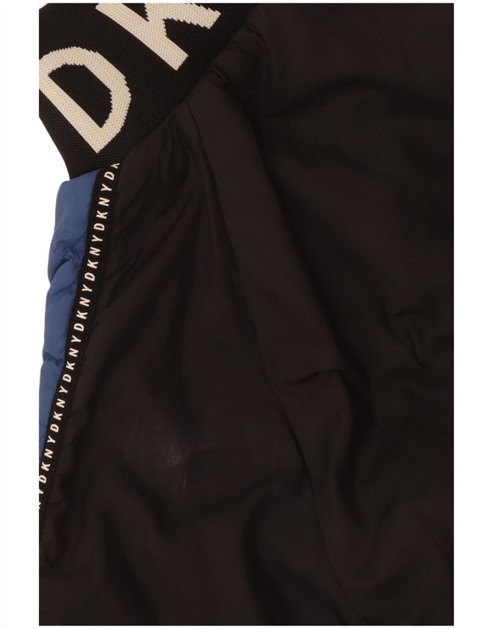 Dkny Womens Graphic Quilted Jacket UK 14 Medium Blue Colourblock Polyester