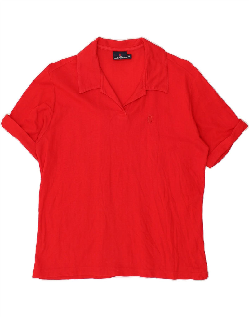 CONTE OF FLORENCE Womens Polo Shirt IT 48 XL Red Cotton | Vintage Conte of Florence | Thrift | Second-Hand Conte of Florence | Used Clothing | Messina Hembry 