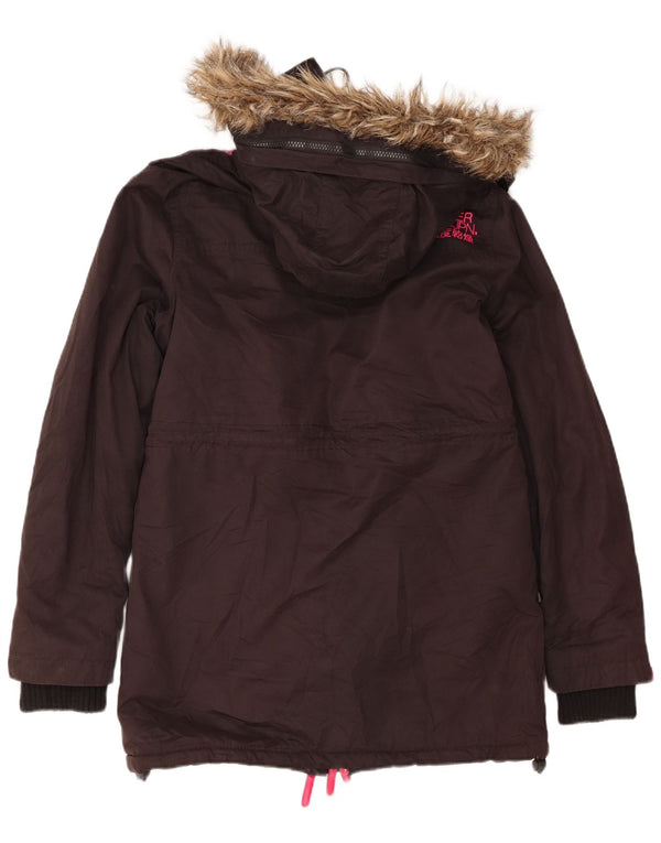 Superdry Womens Windcheater Hooded Parka Jacket UK 14 Medium Black