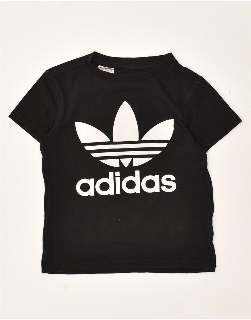 ADIDAS Girls Graphic T-Shirt Top 7-8 Years XS Black Cotton | Vintage Adidas | Thrift | Second-Hand Adidas | Used Clothing | Messina Hembry 