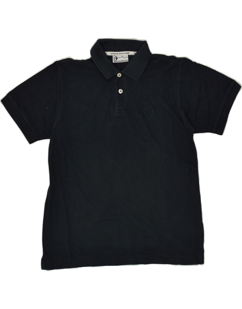 SERGIO TACCHINI Boys Polo Shirt 14-15 Years XL Navy Blue Cotton Vintage Sergio Tacchini and Second-Hand Sergio Tacchini from Messina Hembry 