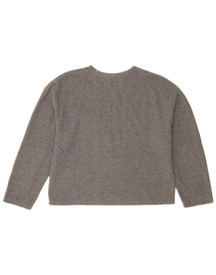 Zara Womens Crew Neck Jumper Sweater UK 14 Medium Grey Flecked Cotton