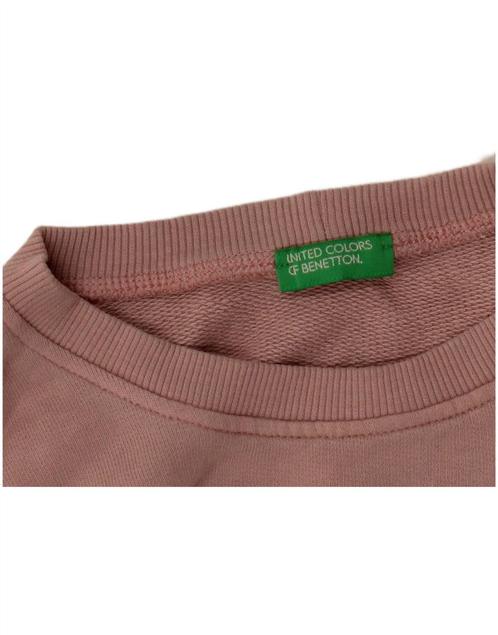 BENETTON Womens Graphic Sweatshirt Jumper UK 16 Large Pink