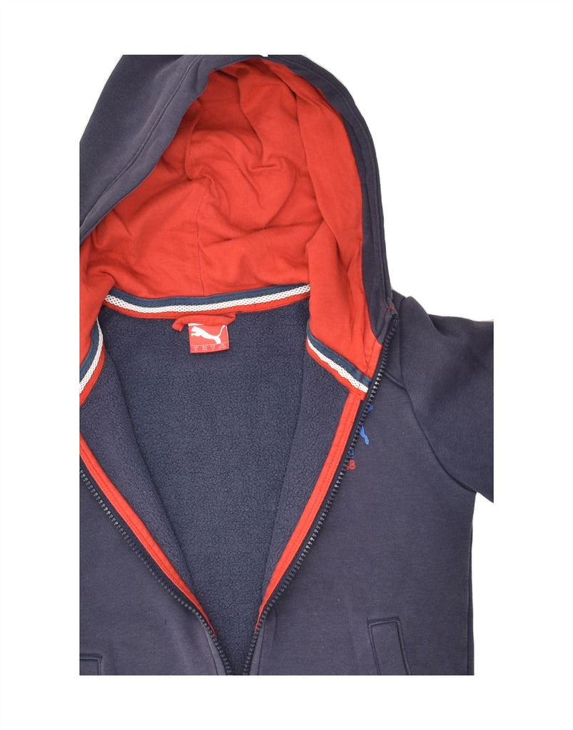 PUMA Boys Graphic Zip Hoodie Sweater 7-8 Years Small Navy Blue Cotton | Vintage Puma | Thrift | Second-Hand Puma | Used Clothing | Messina Hembry 