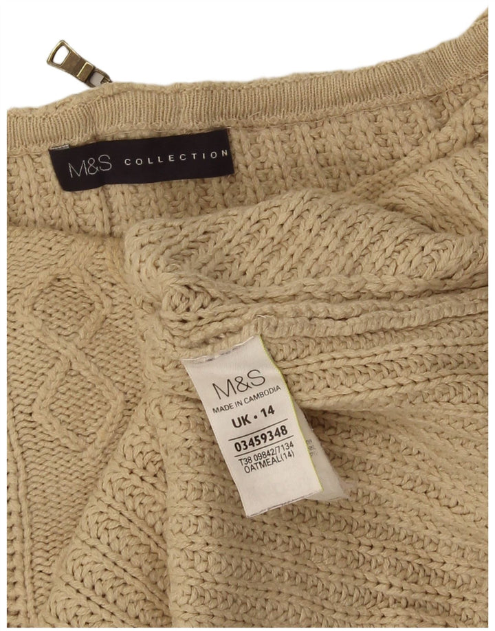 Marks & Spencer Womens Oversized Boat Neck Jumper Sweater UK 14 Large Beige