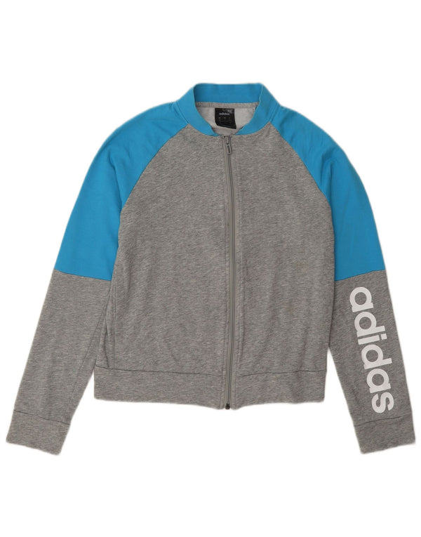 Adidas Womens Graphic Tracksuit Top Jacket UK 8/10 Small Grey Colourblock