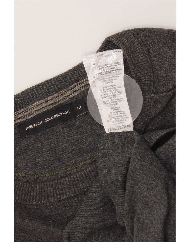 French Connection Mens Boat Neck Jumper Sweater Medium Grey Cotton