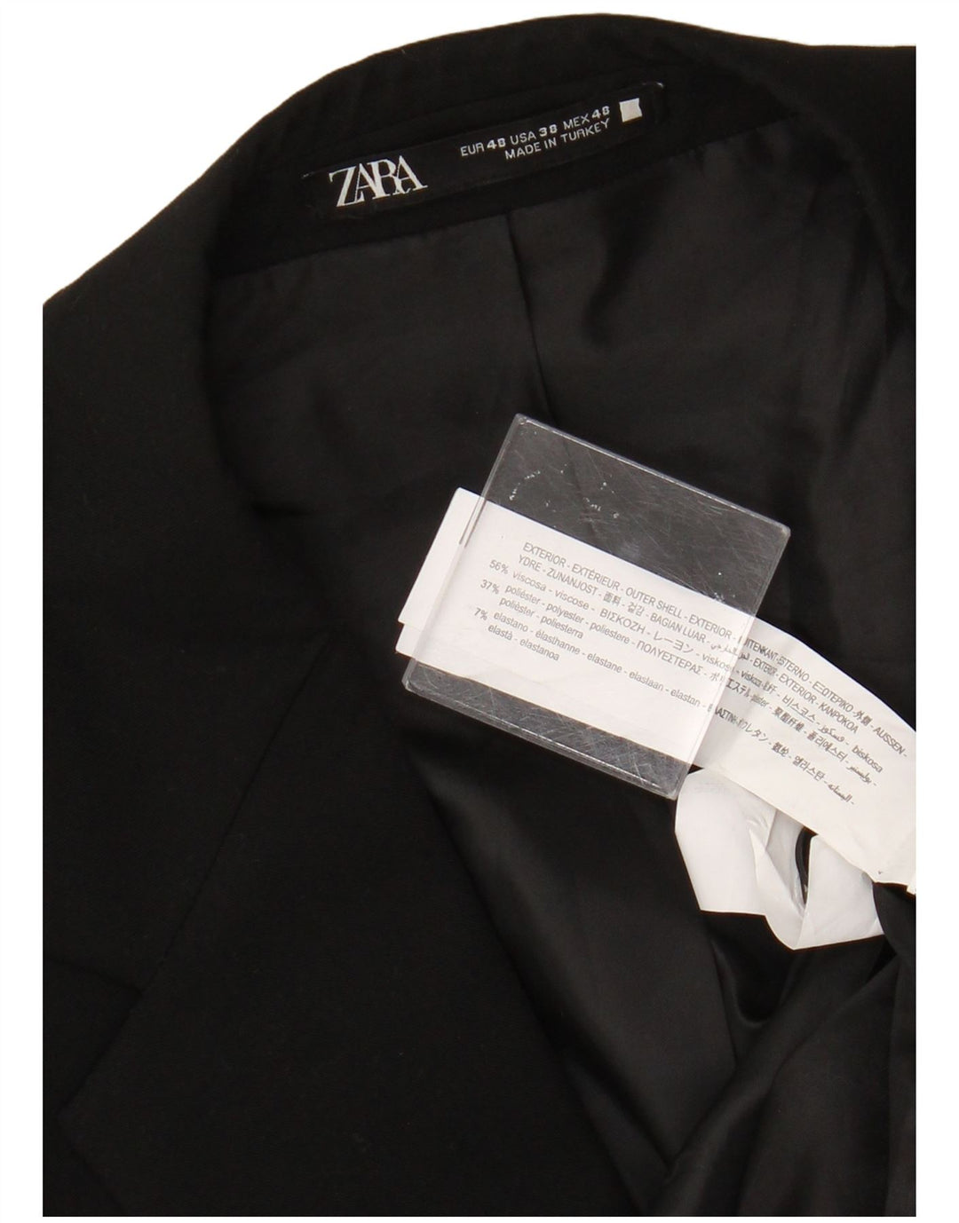 Zara Mens 2 Button Blazer Jacket EU 48 Medium Black Viscose