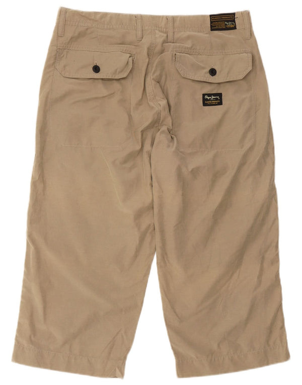 PEPE Jeans Mens Cargo Bermuda Shorts W34 Large Beige Cotton