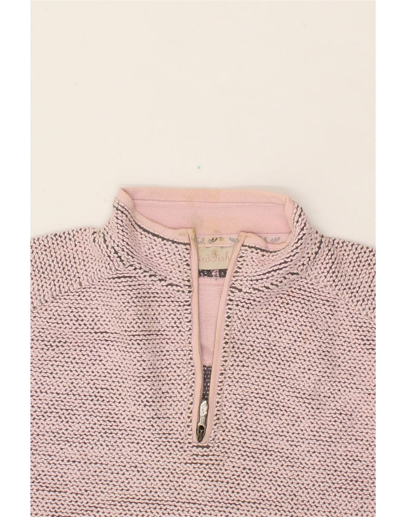 WEIRD FISH Womens Zip Neck Sweatshirt Jumper UK 14 Medium Pink Cotton Vintage Weird Fish and Second-Hand Weird Fish from Messina Hembry 