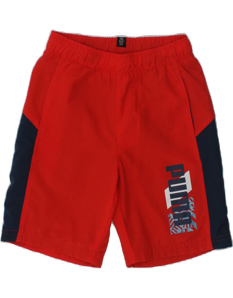 PUMA Boys Graphic Sport Shorts 5-6 Years Red Colourblock | Vintage Puma | Thrift | Second-Hand Puma | Used Clothing | Messina Hembry 