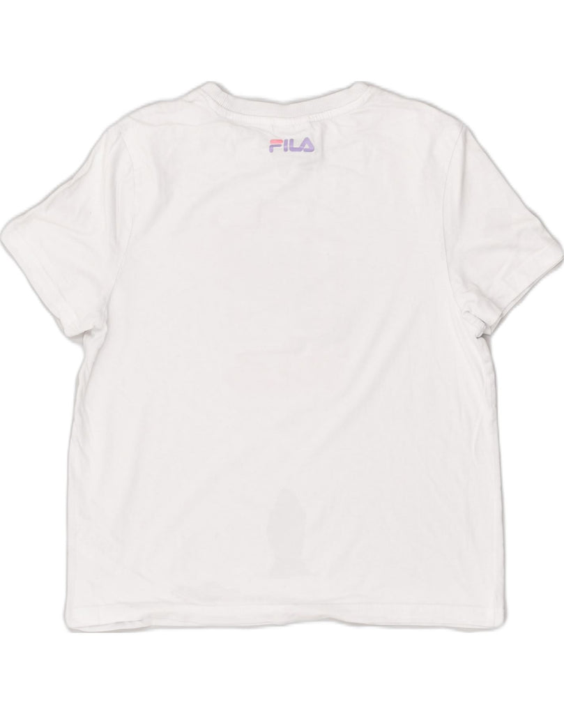 FILA Womens Graphic T-Shirt Top UK 10 Small White Cotton | Vintage Fila | Thrift | Second-Hand Fila | Used Clothing | Messina Hembry 