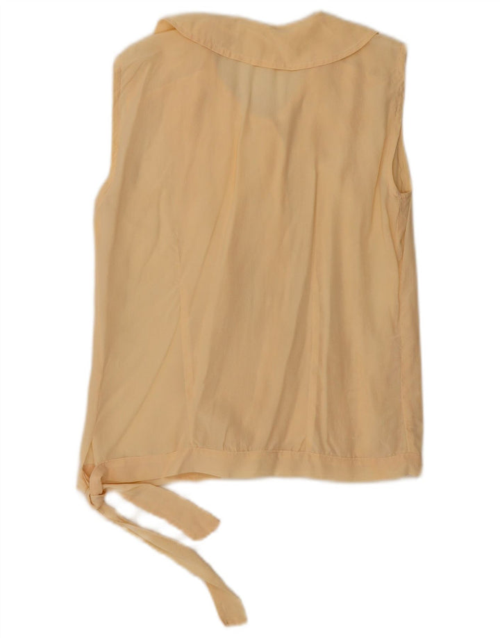 Vintage Womens Sleeveless Blouse Top UK 10 Small Yellow