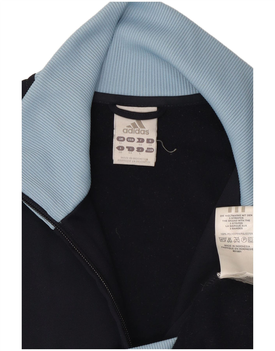 Adidas Womens Tracksuit Top Jacket UK 12 Medium Navy Blue Colourblock