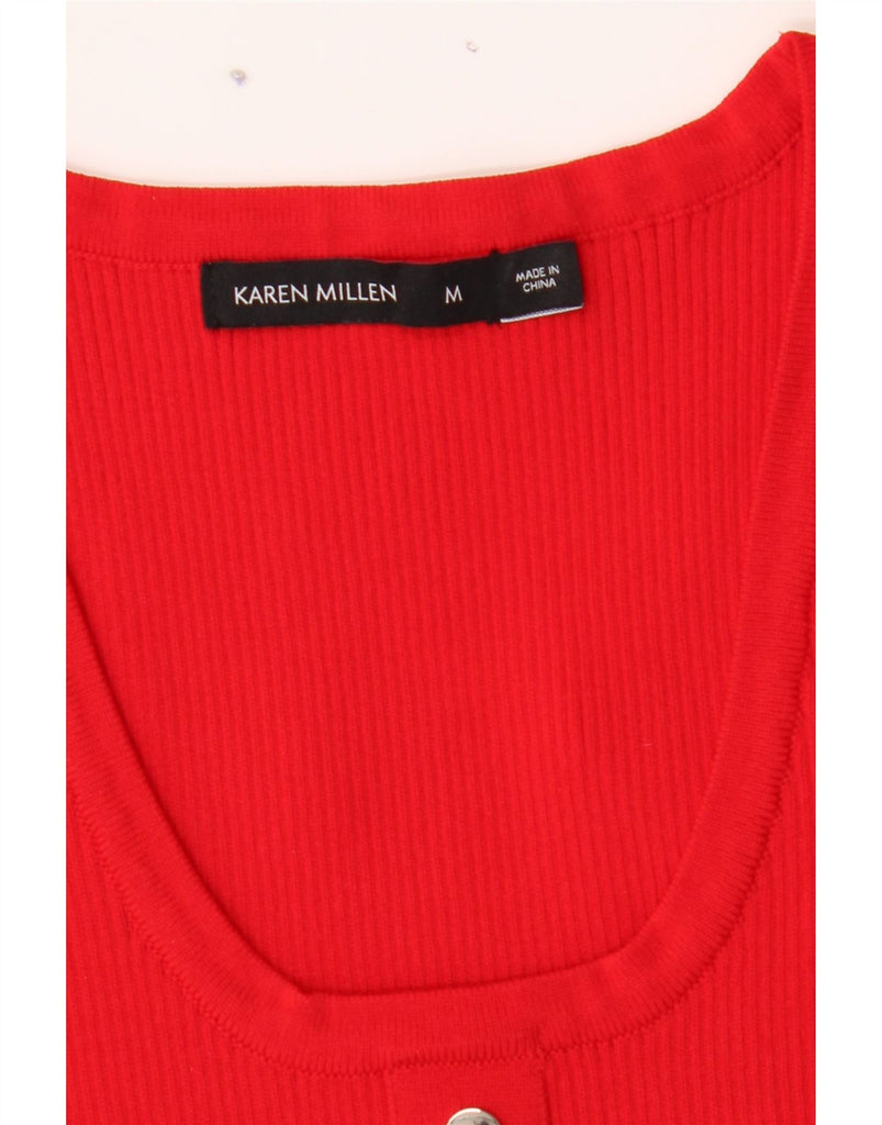 KAREN MILLEN Womens Top Long Sleeve UK 12 Medium Red Polyester Vintage Karen Millen and Second-Hand Karen Millen from Messina Hembry 