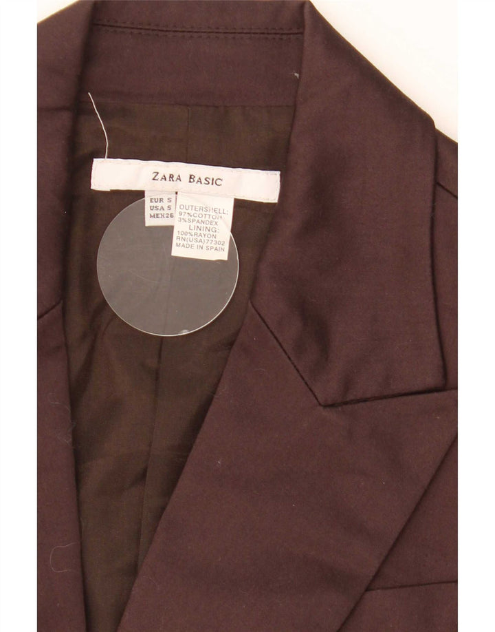 Zara Womens 1 Button Blazer Jacket UK 10 Small Burgundy