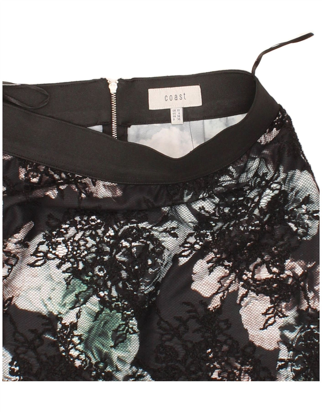COAST Womens Pencil Skirt UK 10 Small W28  Black Floral Polyester Vintage Coast and Second-Hand Coast from Messina Hembry 