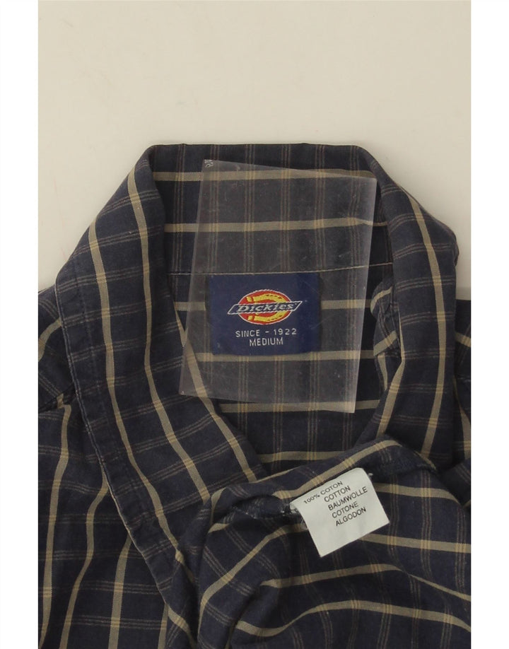 Dickies Mens Short Sleeve Shirt Medium Navy Blue Check Cotton