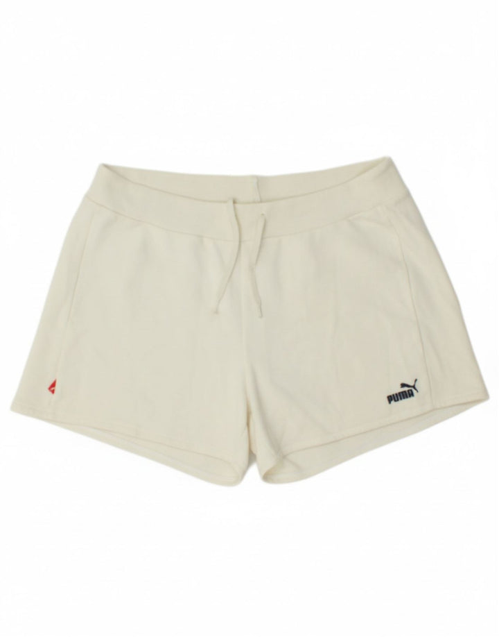 PUMA Womens Sport Shorts UK 14 Large  Off White