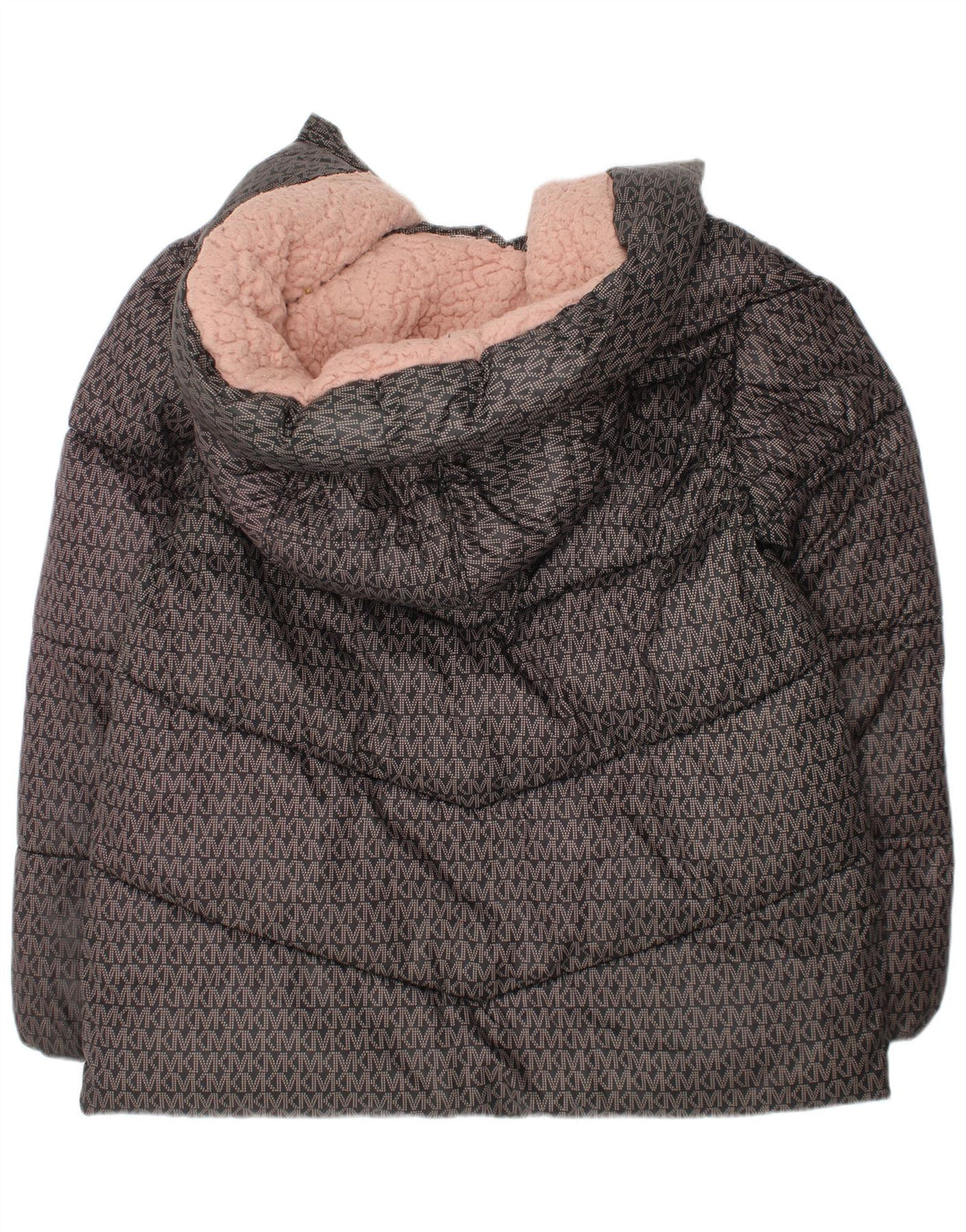 MICHAEL KORS Girls Graphic Hooded Padded Jacket 7-8 Years Black Polyester