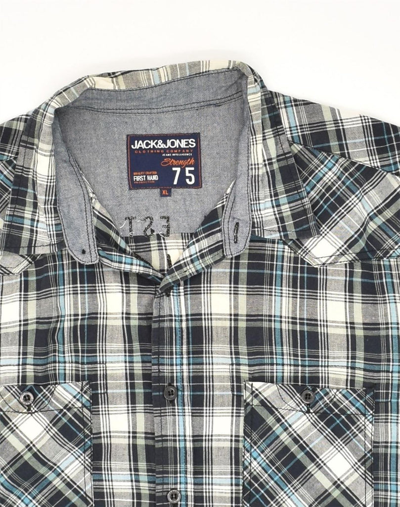 JACK & JONES Mens Graphic Shirt XL Blue Check Cotton | Vintage Jack & Jones | Thrift | Second-Hand Jack & Jones | Used Clothing | Messina Hembry 