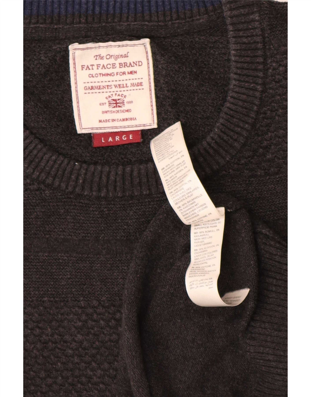 Fat Face Mens Crew Neck Jumper Sweater Large Grey Cotton