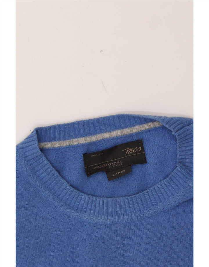 MARLBORO CLASSICS Womens Crew Neck Jumper Sweater UK 14 Large Blue Wool Vintage Marlboro Classics and Second-Hand Marlboro Classics from Messina Hembry 